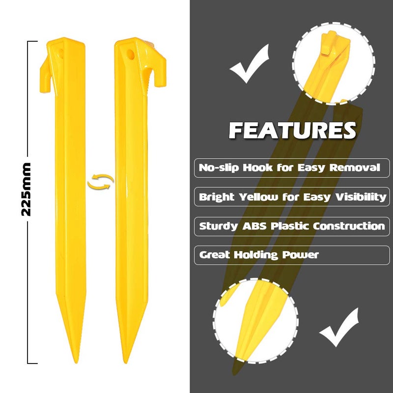 Hikemax 30 Pack Plastic Tent Stakes - 9 Inch Heavy Duty Beach Tent Pegs Canopy Stakes - Essential Gear for Camping, Backpacking, Gardening and More - Image 4